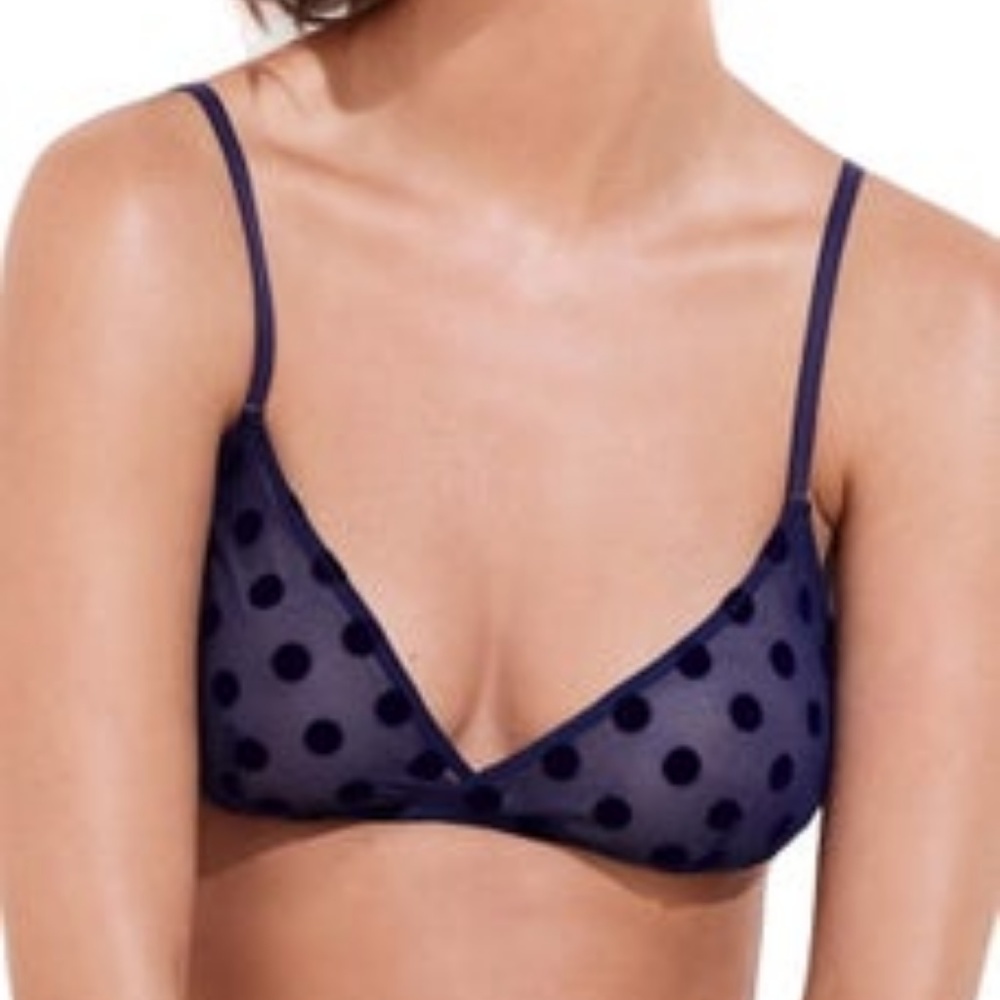 J Crew Mesh Polka Dot Bralette Size XS